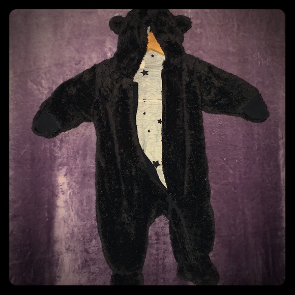 H&M Other - H&M Sz 2-4mo Black Baby Jumper Warm Bear 🐻 Suit